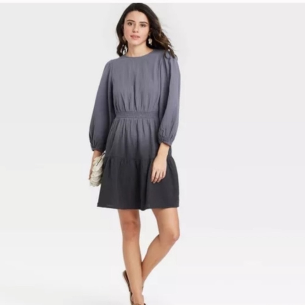 grey ombre Long Sleeve Tiered Dress - Universal Thread